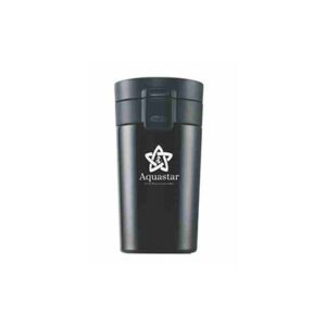 A black insulated mug