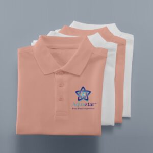 Pink and white polo shirts